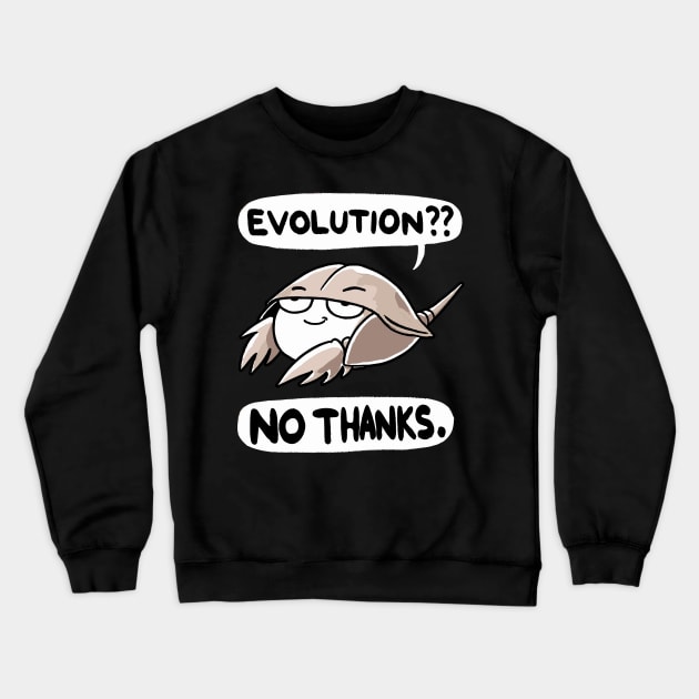 Evolution no thanks Cool Horseshoe Crab (Back Print) Crewneck Sweatshirt by DoodleDashDesigns